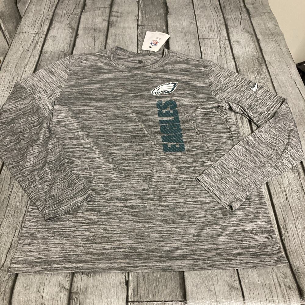 NWT Men’s Nike Philadelphia Eagles Sideline Velocity LS Dri Fit Tee Medium Grey